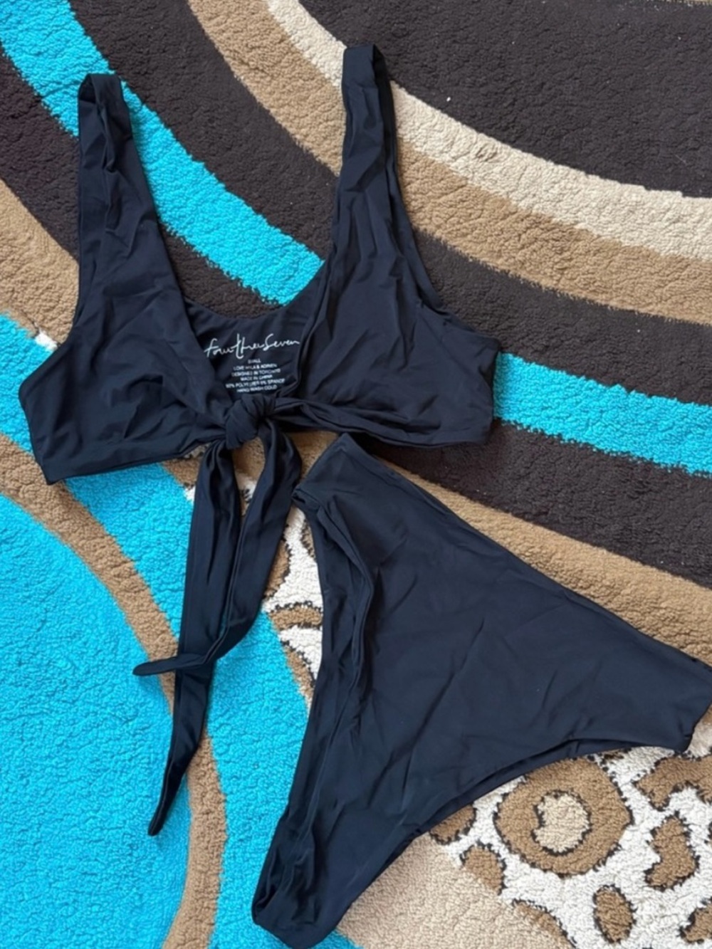 Black Tie-Front Bikini Set - Women Swim Bikinis